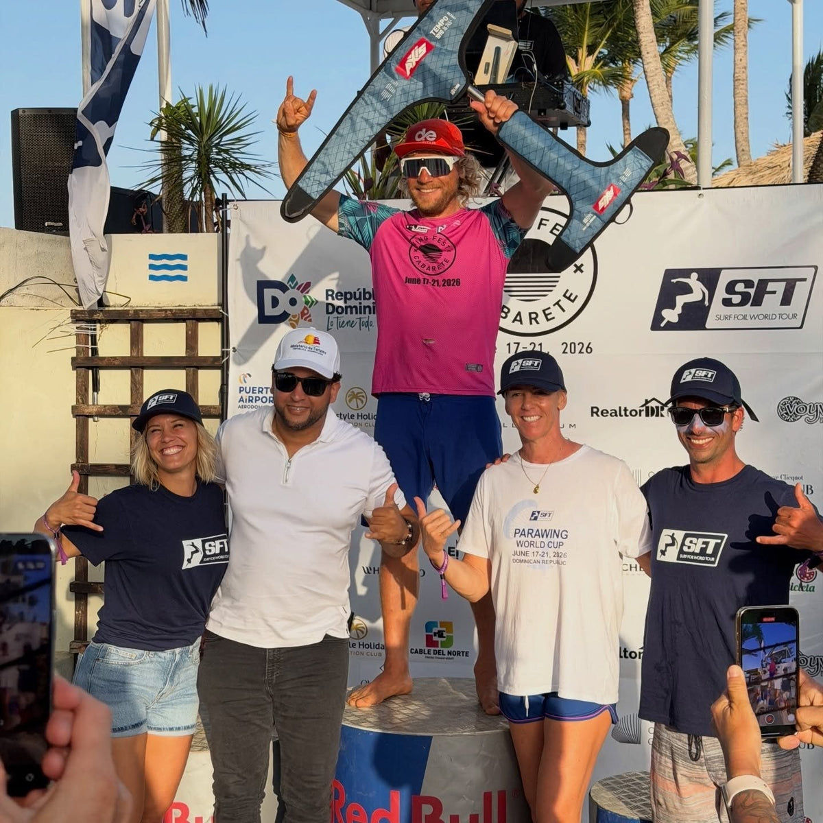 Dmitry Evseev on the top step, Masters parawing, SFT World Cup Cabarete 2026